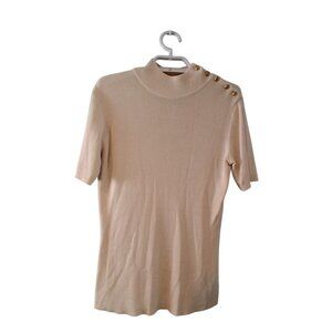 Lauren Ralph Lauren sweater top womens Small 100% silk gold buttons cream ivory